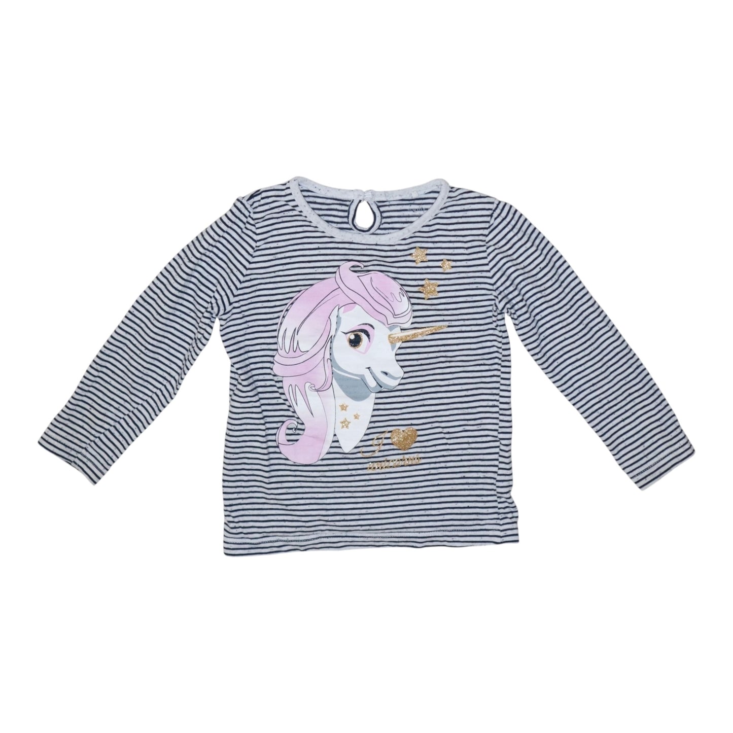 Långärmad T-shirt från name it - Storlek 98 - Mörkblå & Vit