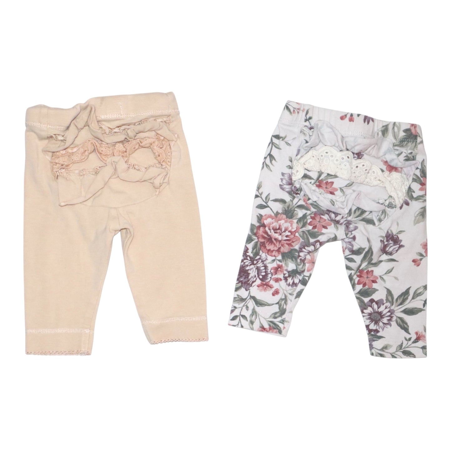 Byxor (2 Pack) från newbie - Storlek 56 - Gul & Benvit (Multi)