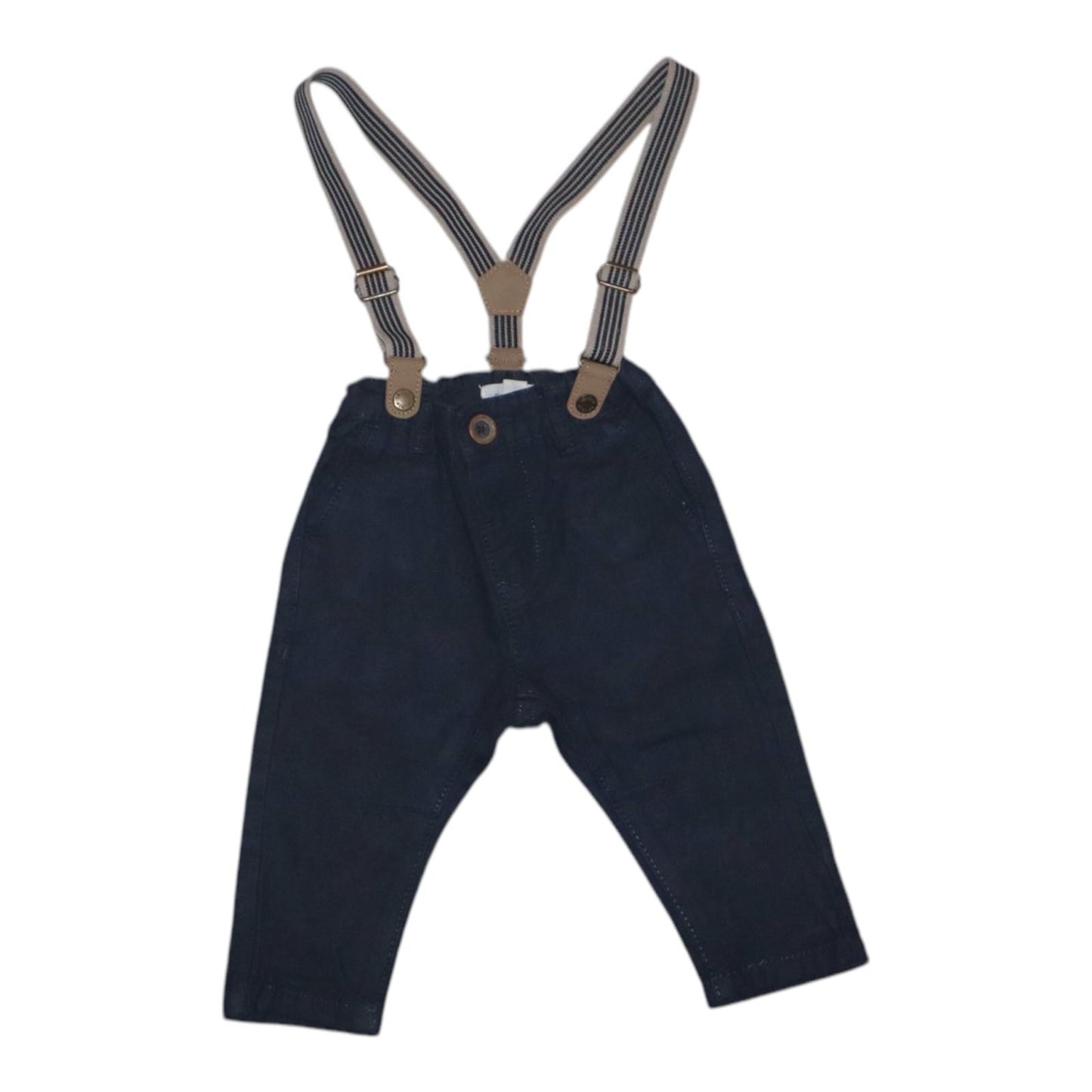 Byxor med hängslen från newbie - Storlek 68 - Mörkgrå