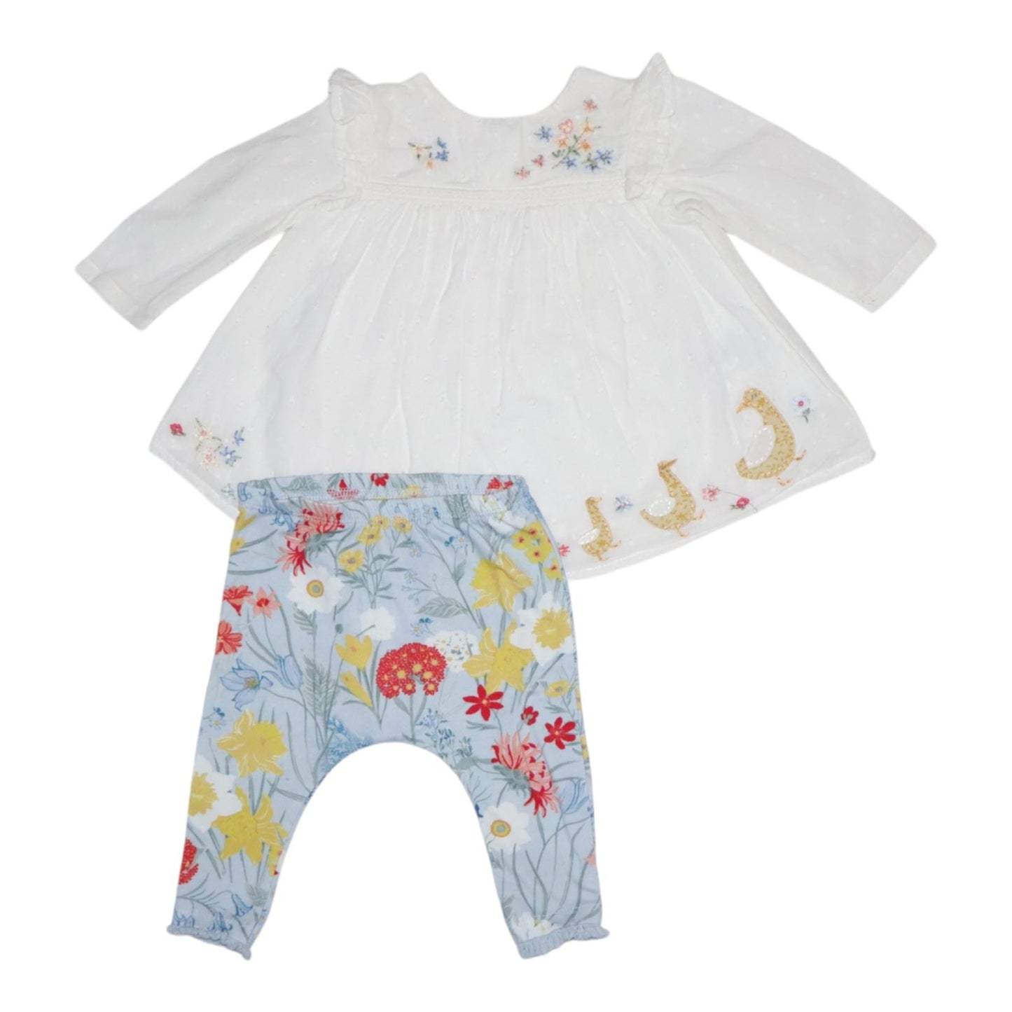 Blus & Byxor Matchande set från next - Storlek 62 - Vit & Ljusblå