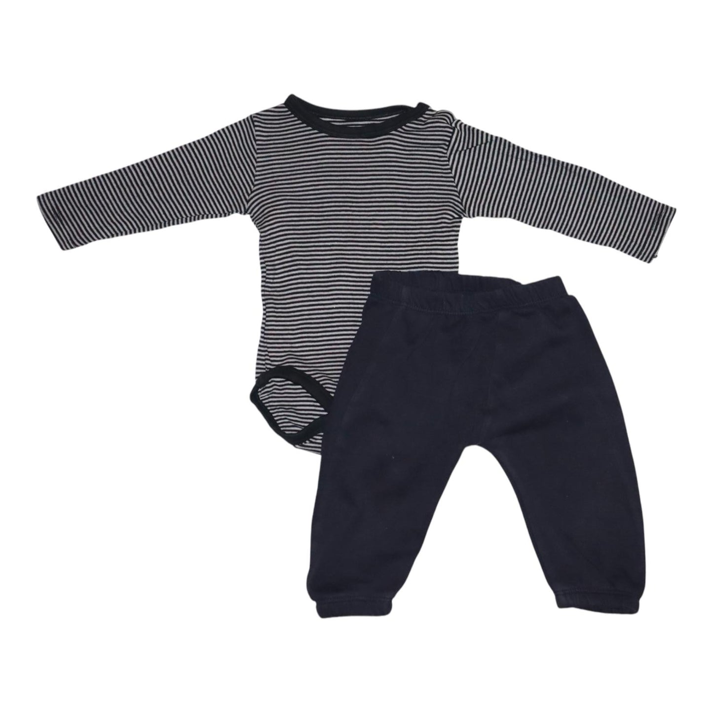 Långärmad Body & Byxor Matchande Set från H&M - Storlek 68 - Svart & Vit