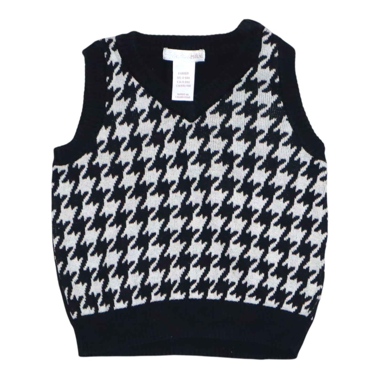 Stickad Väst från H&M - Storlek 68 - Svart & Vit