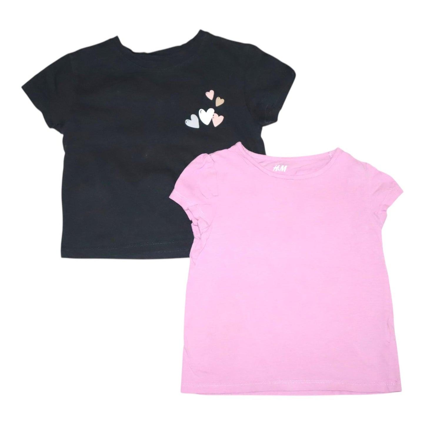 Kortärmad T-shirt (2 Pack) från H&M - Storlek 98/104 - Svart & Rosa