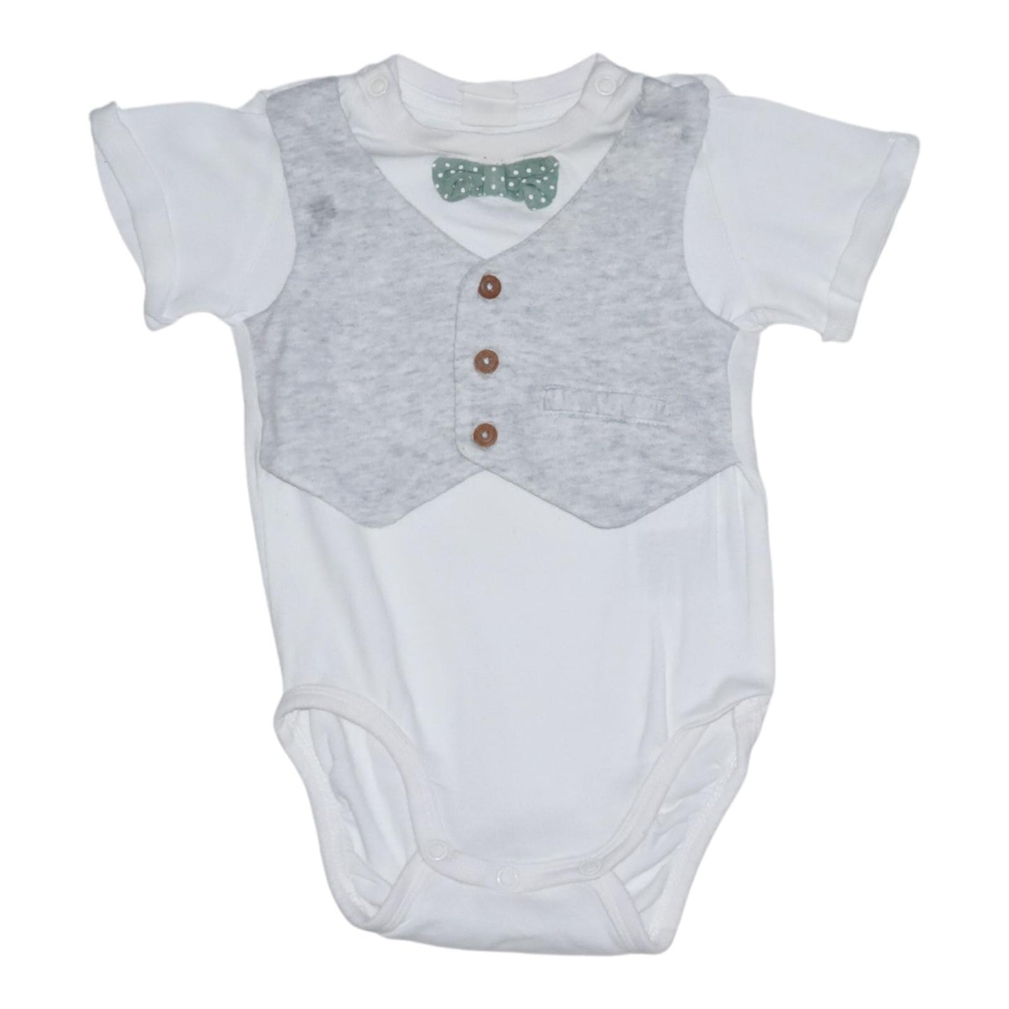 Kortärmad Body från H&M - Storlek 68 - Vit & Grå