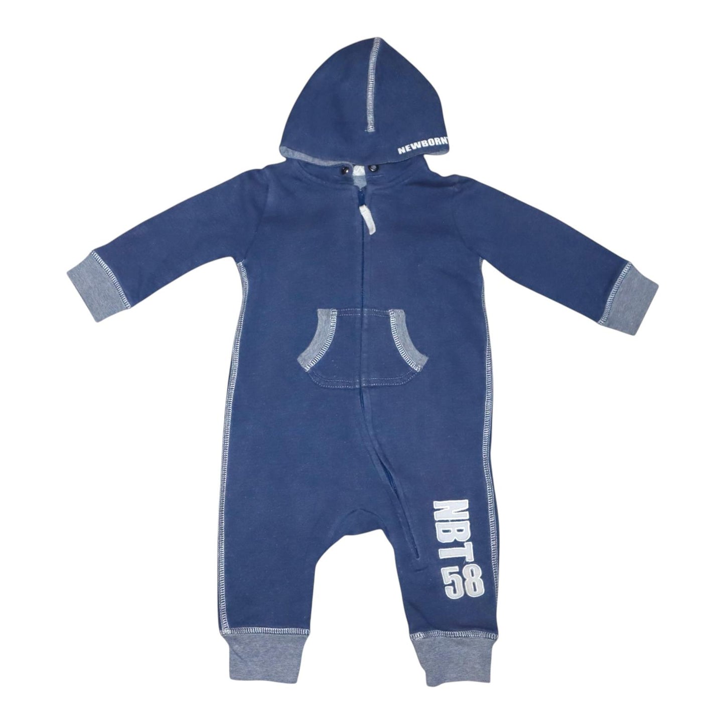 Jumpsuit med huva från H&M - Storlek 68 - Blå & Grå