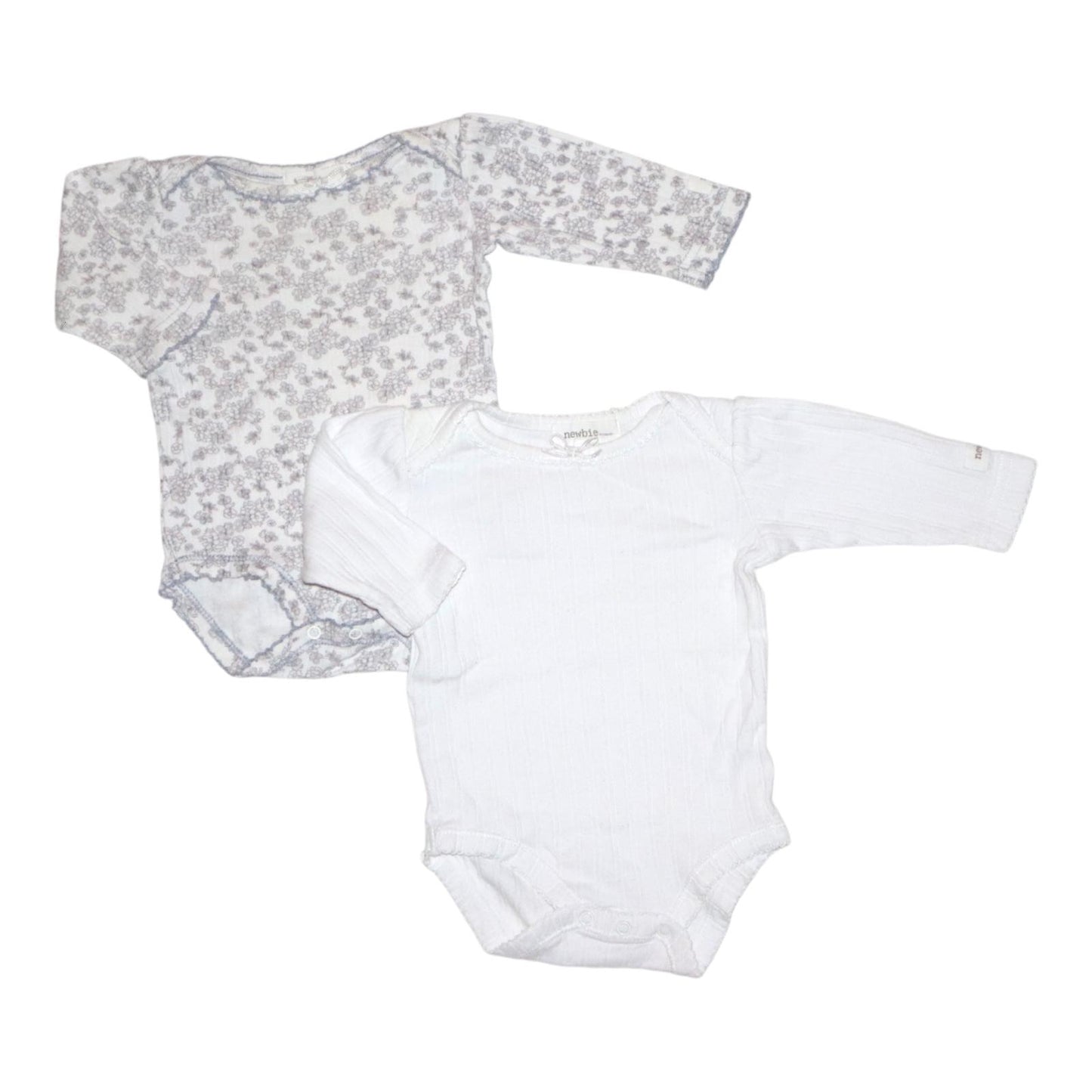 Långärmad Body (2 Pack) från newbie - Storlek 56 - Vit & Ljuslila