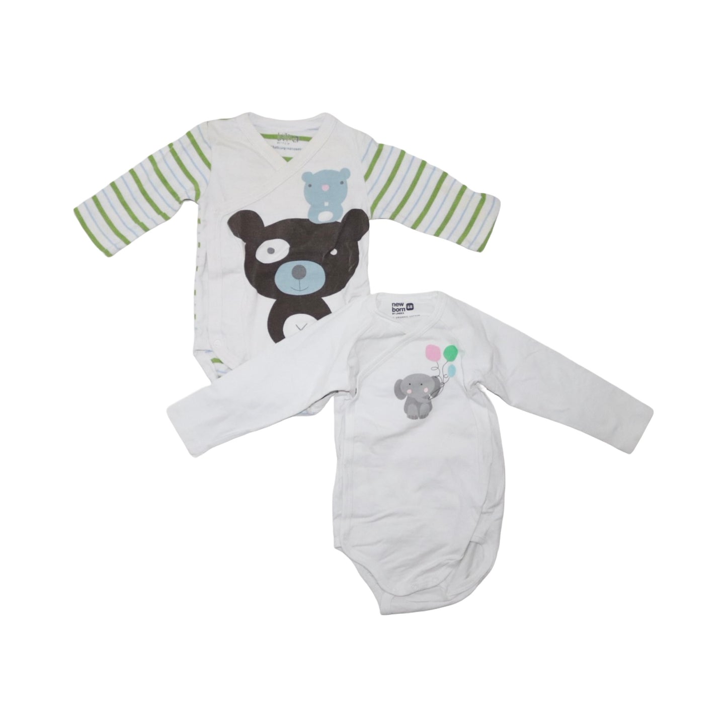 Långärmad Omlottbody (2 Pack) från LINDEX - Storlek 68 - Vit (Multi)