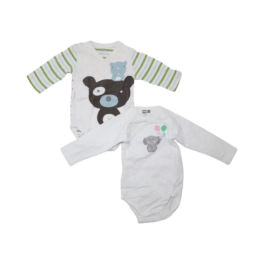 Långärmad Omlottbody (2 Pack) från LINDEX - Storlek 68 - Vit (Multi)