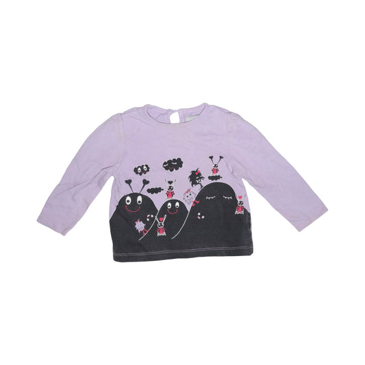 Långärmad T-shirt från PYTTELITEN - Storlek 74 - Lila & Svart (Multi)