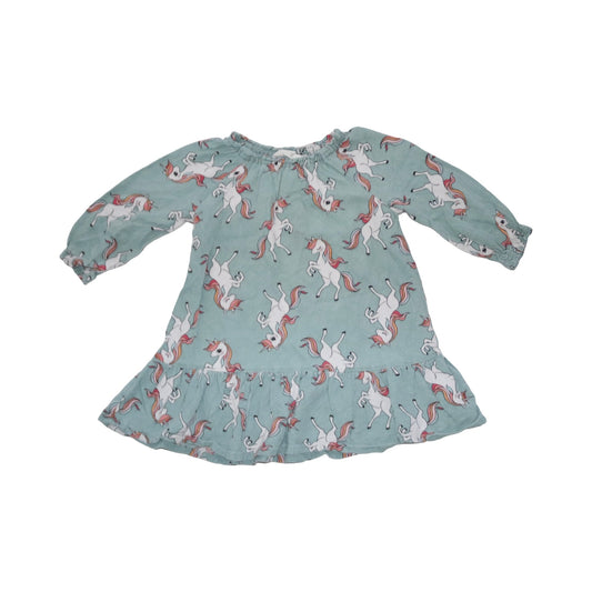 Långärmad Klänning från H&M - Storlek 104 - Ljusgrön (Multi)