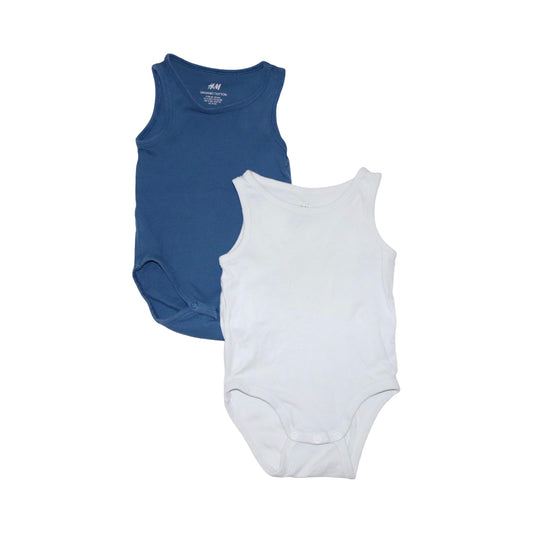 Linne Body (2 Pack) från H&M - Storlek 68 - Blå & Vit