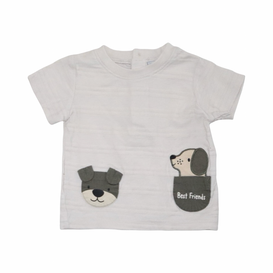 Kortärmad T-shirt - Storlek 62 - Beige (Multi)