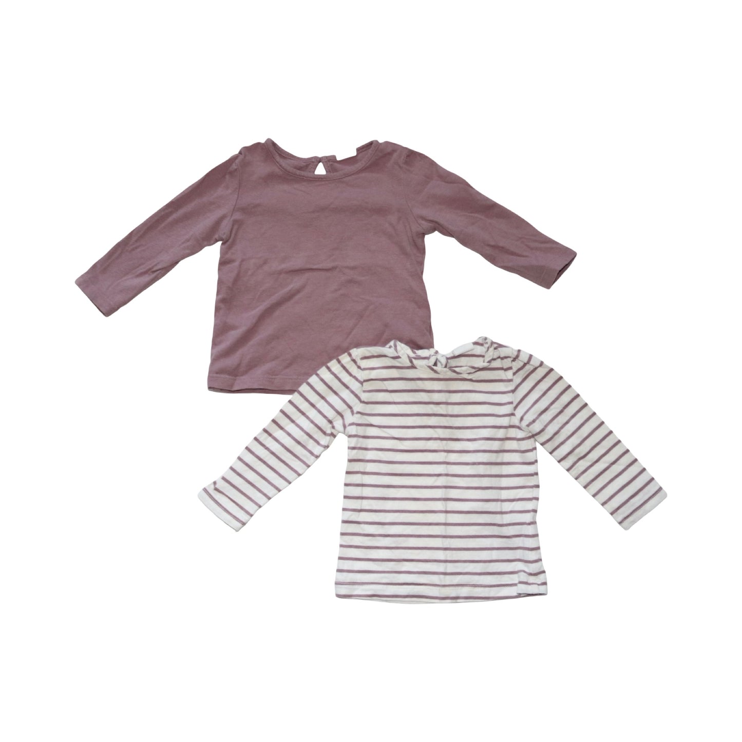 Långärmad T-shirt (2 Pack) från  H&M - Storlek 74 - Rödbrun & Vit