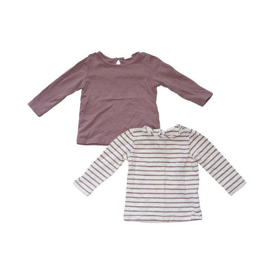 Långärmad T-shirt (2 Pack) från  H&M - Storlek 74 - Rödbrun & Vit