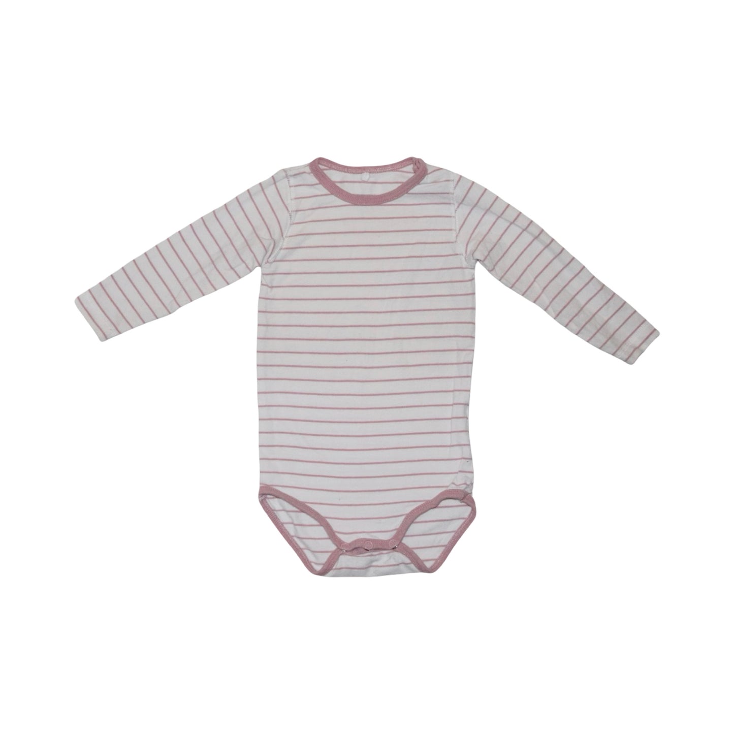 Långärmad Body från name it - Storlek 74 - Vit & Rosa