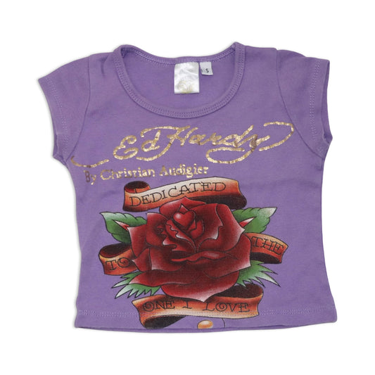 Kortärmad T-shirt från Ed Hardy by Christian Audigier - Storlek 68 - Lila (Multi)