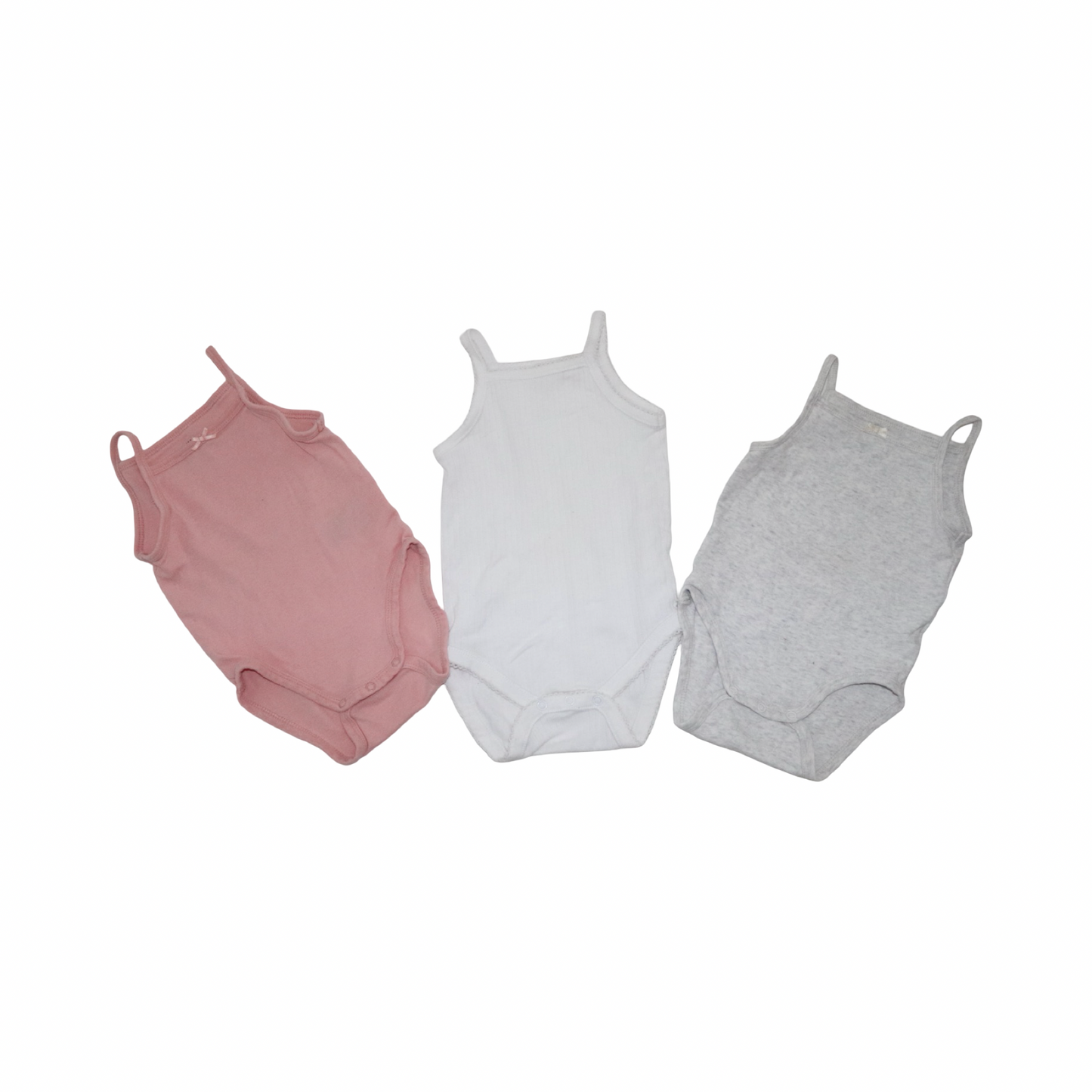 Linne Body från H&M - Storlek 68 - Ljusrosa & Vit (Multi)
