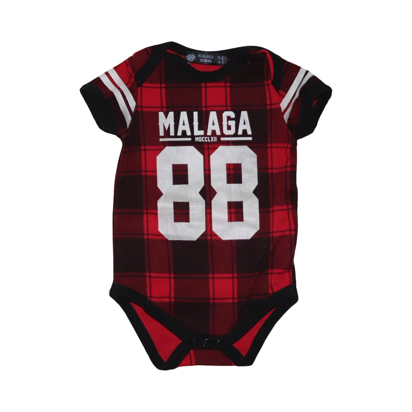 Kortärmad Body (2 Pack) från MALAGA DESIGNS - Storlek 74/80 - Röd & Blå (Multi)