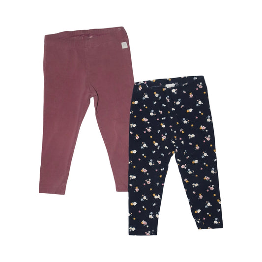 Leggings Byxor (2 Pack) från H&M - Storlek 86 - Rödbrun & Marinblå (Multi)