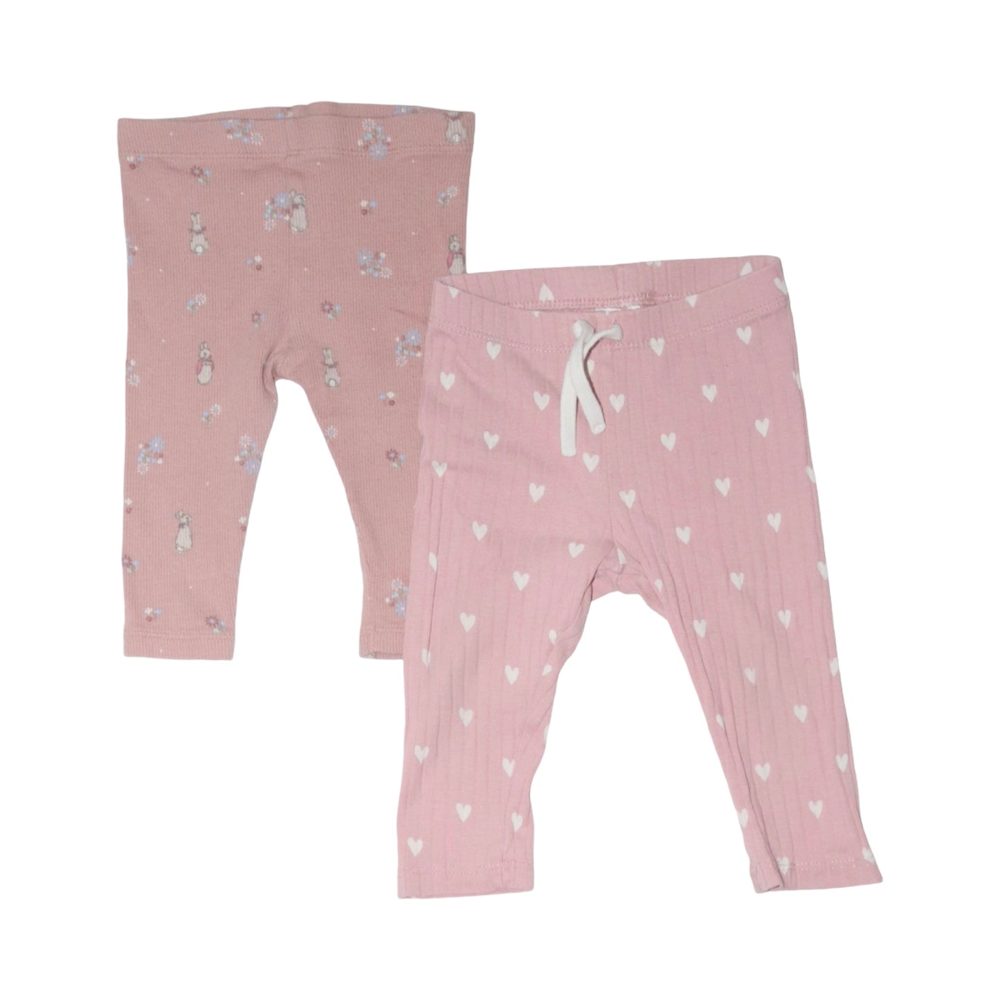 Leggings Byxor (2 Pack) från M&S & H&M - Storlek 68 - Rosa & Vit (Multi)