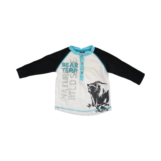 Långärmad T-shirt från ellos - Storlek 74 - Vit & Svart (Multi)