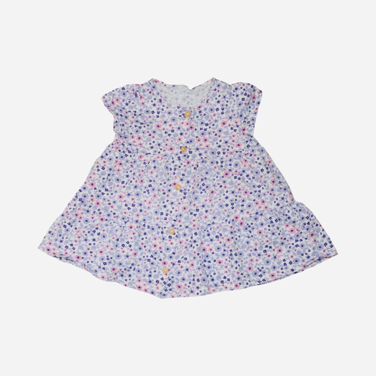 Kortärmad Klänning - Storlek 74 - Lila & Vit (Multi)