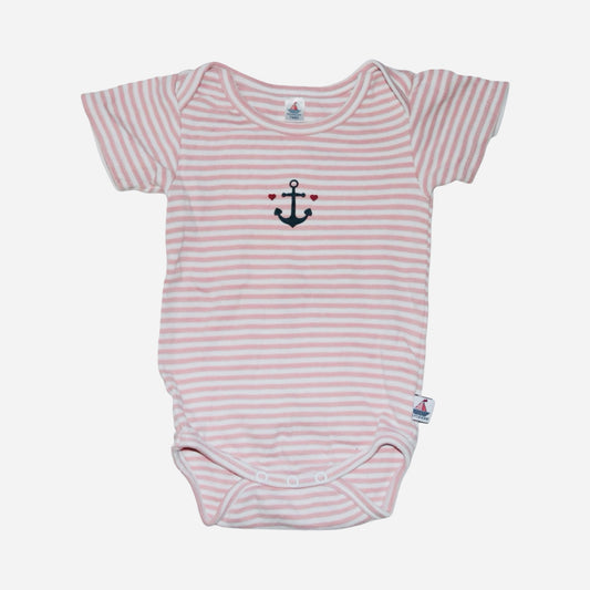 Kortärmad Body från HANSEKIND - Stolek 74/80 - Ljusrosa & Vit