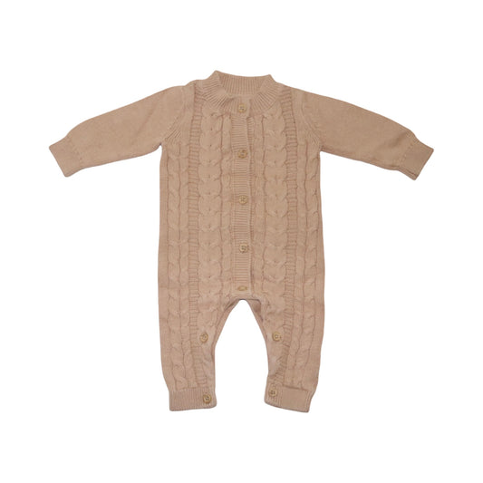 Stickad Jumpsuit/ Byxdress från so cute - Storlek 68 - Ljusbrun