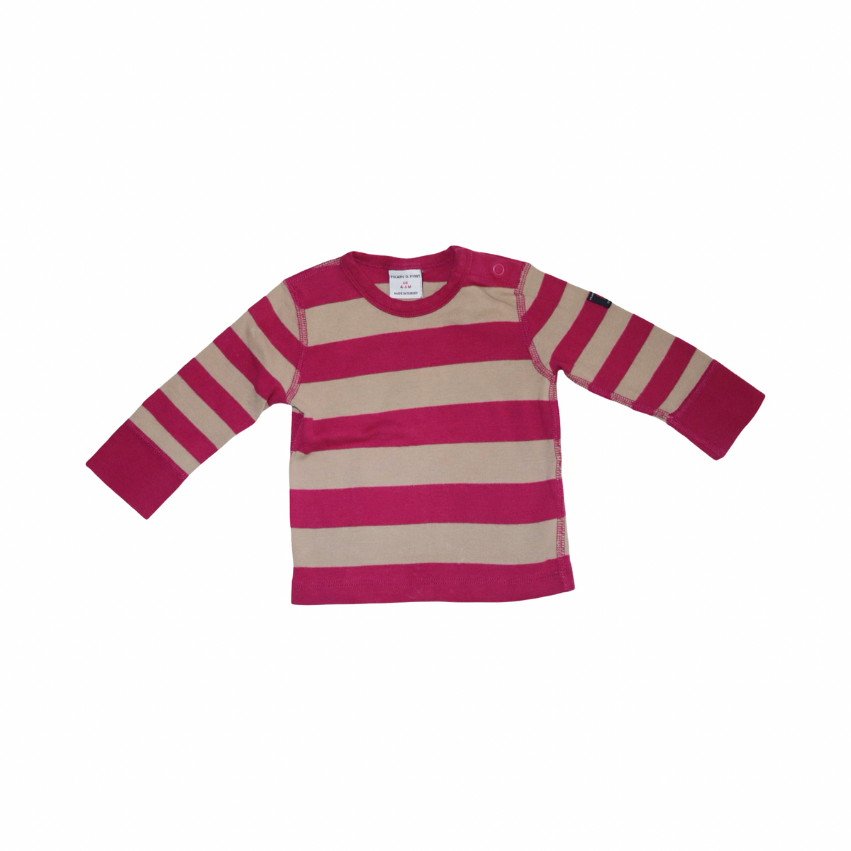 Långärmad T-shirt från POLARN O. PYRET - Storlek 68 - Röd & Beige