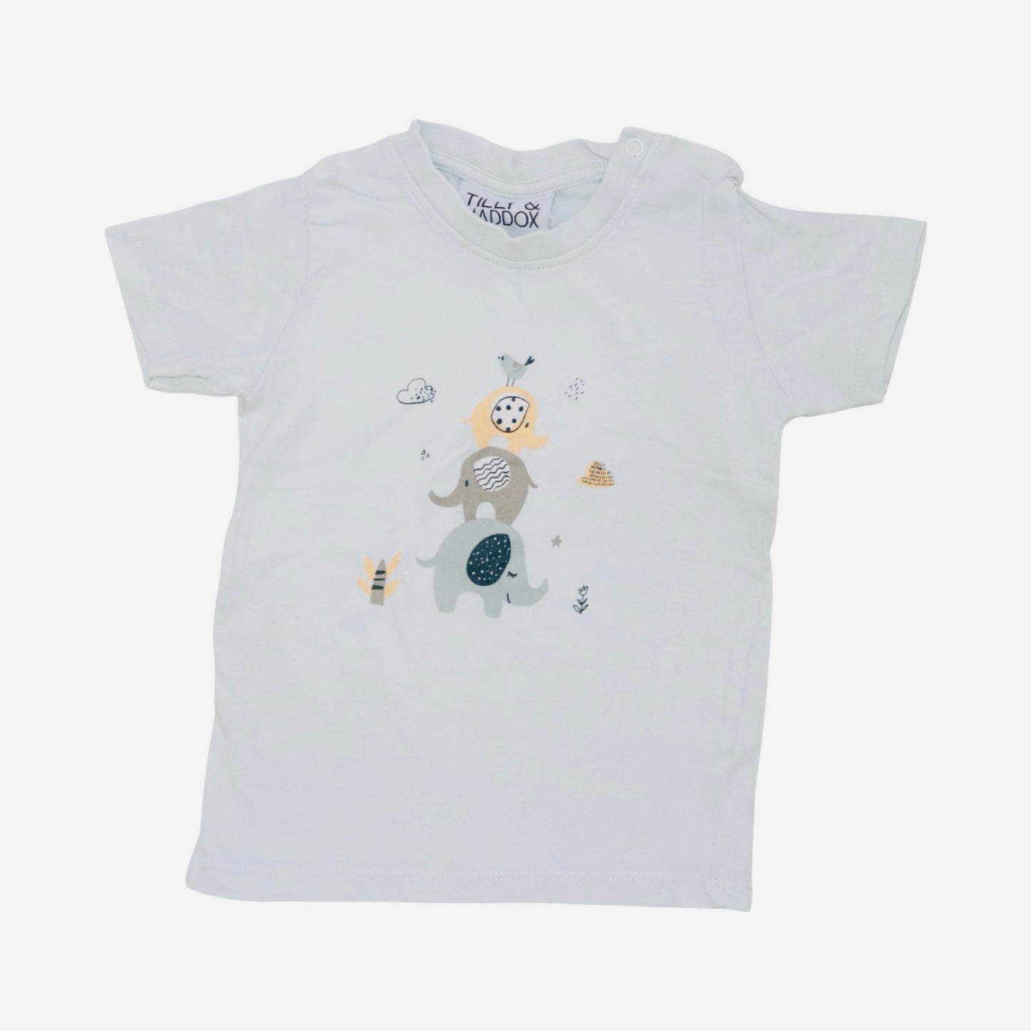 Kortärmad T-shirt från TILLY & MODDOX- Storlek 74 - Ljusblå (Multi)