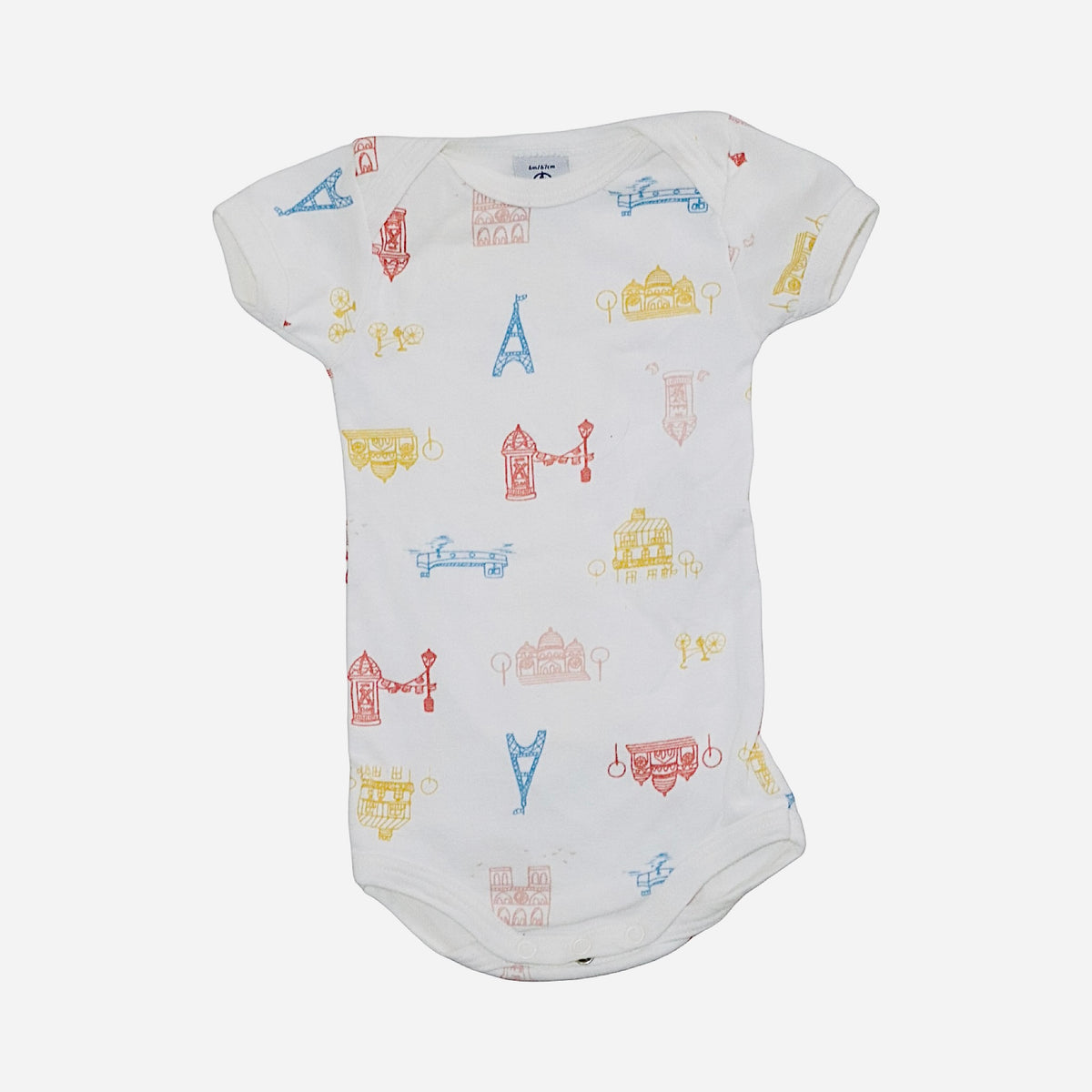 Kortärmad Body från PETIT BATEAU - Storlek 68 - Vit (Multi)