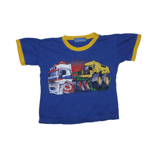 Kortärmad T-shirt från HONGS KLÄDER - Storlek 90/100 - Blå & Gul (Multi)