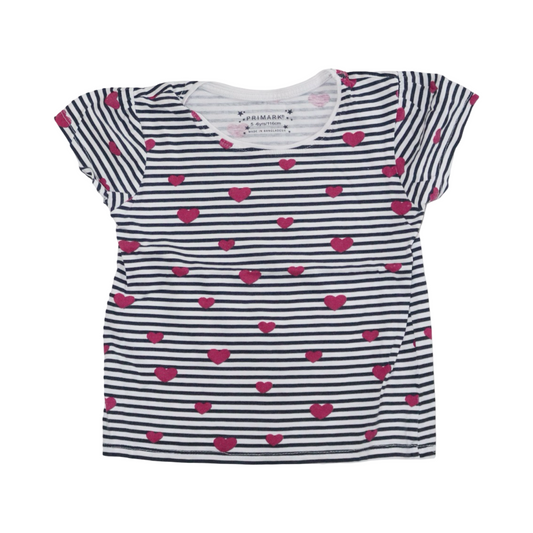 Kortärmad T-shirt från PRIMARK - Storlek 116 - Svart & Vit (Multi)