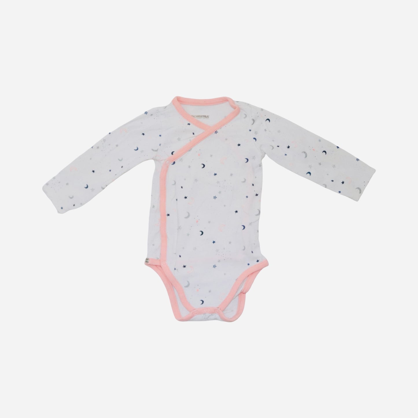 Långärmad Body (3 Pack) från ORCHESTRA - Storlek 68 - Vit & Orange (Multi)
