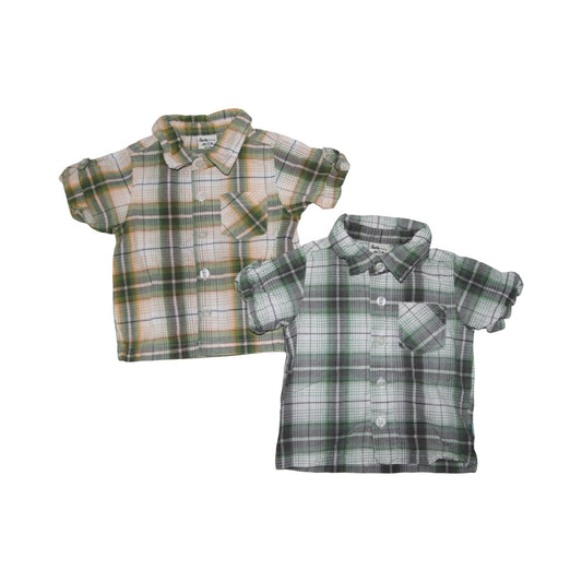 Kortärmad Skjorta (2 Pack) från Little boy Star - Storlek 74 - Gul & Grön (Multi)