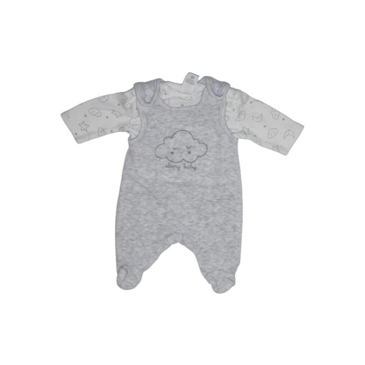 Långärmad t-shirt & Jumpsuit set Från baby club - Storlek 50 - Grå