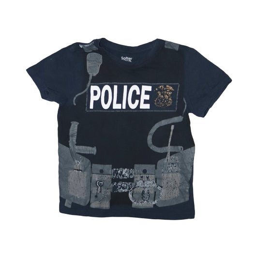 Kortärmad T-shirt från Softer days- Storlek 122/128 - Marinblå & Grå (Multi)