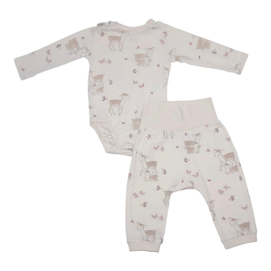 Långärmad Body & Byxor matchande set från H&M - Storlek 74 - Beige