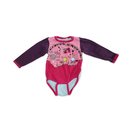 Långärmad Body från ME TOO - Storlek 68 - Rosa & Lila (Multi)