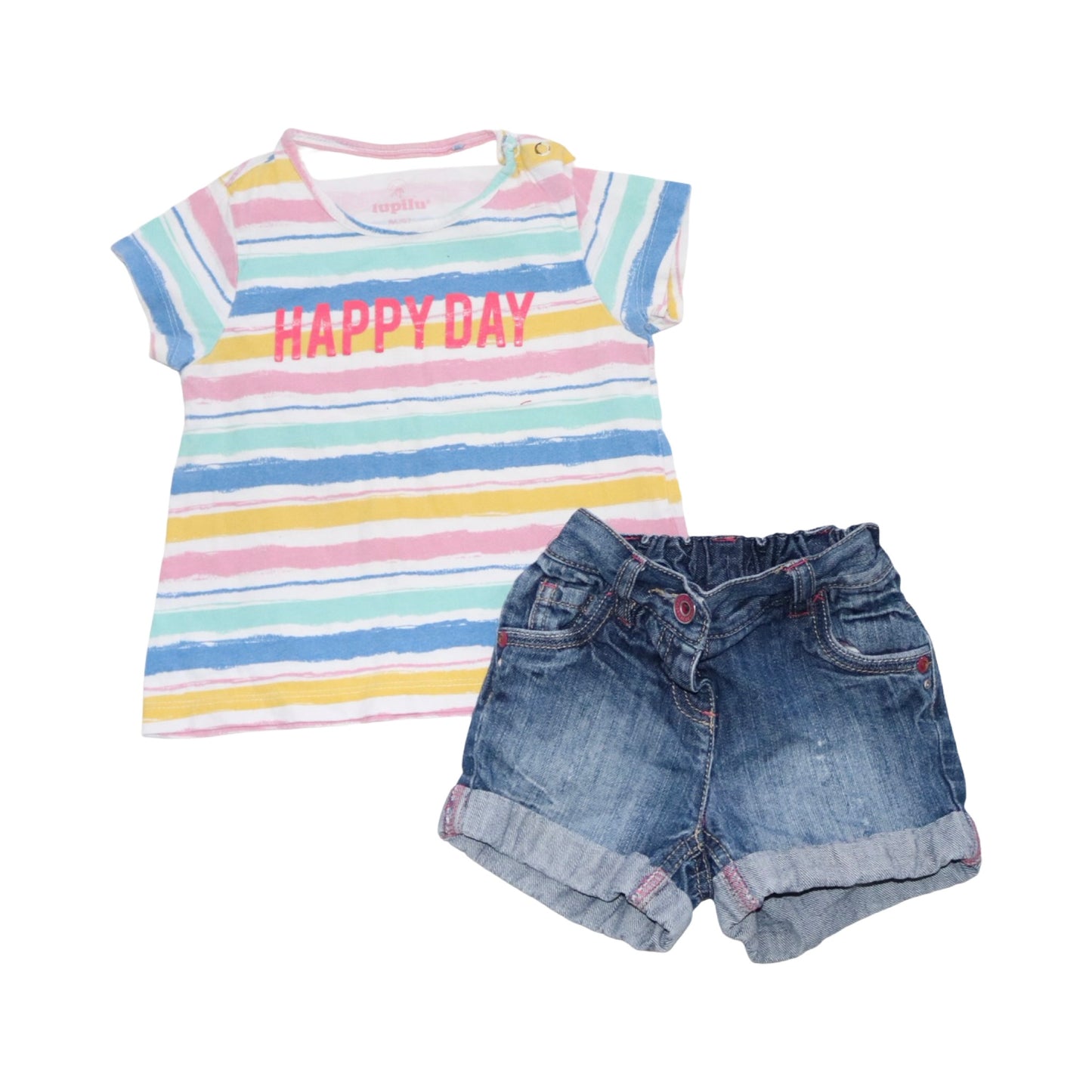 T-shirt & Shorts Matchande Set från lupilu & next - Storlek 86/92 - Blå (Multi)