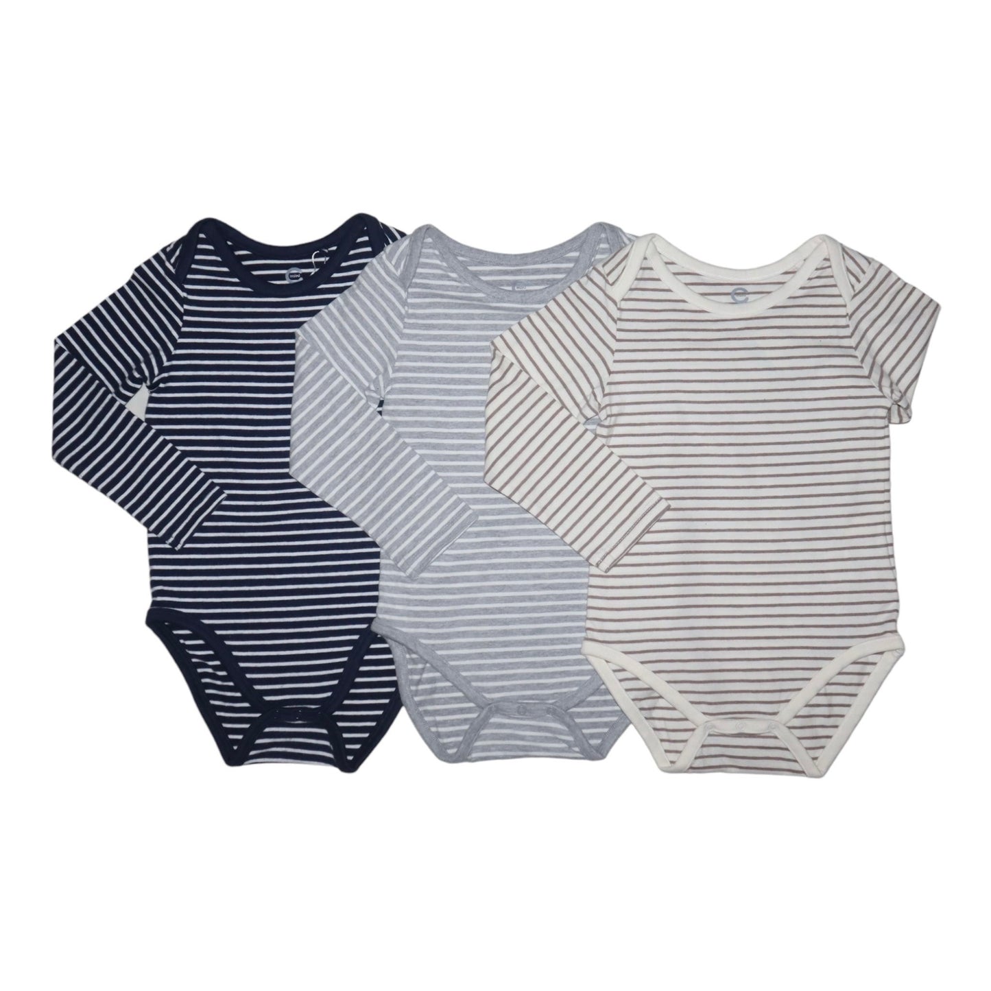 Långärmad Body (3 Pack) från Cubus - Storlek 92 - Blå & Beige