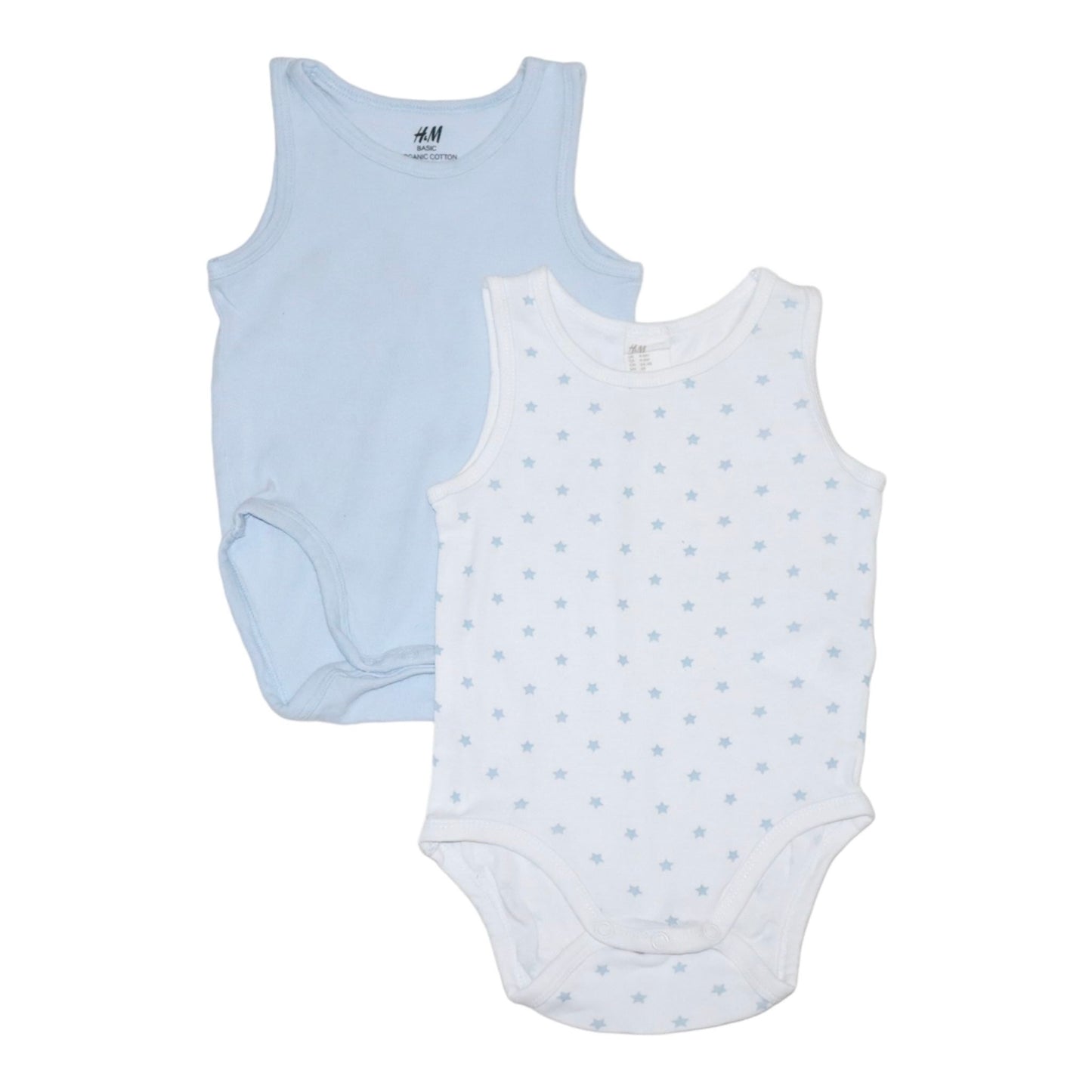 Linne Body (2 pack) från H&M - Storlek 68 - Vit & Ljusblå