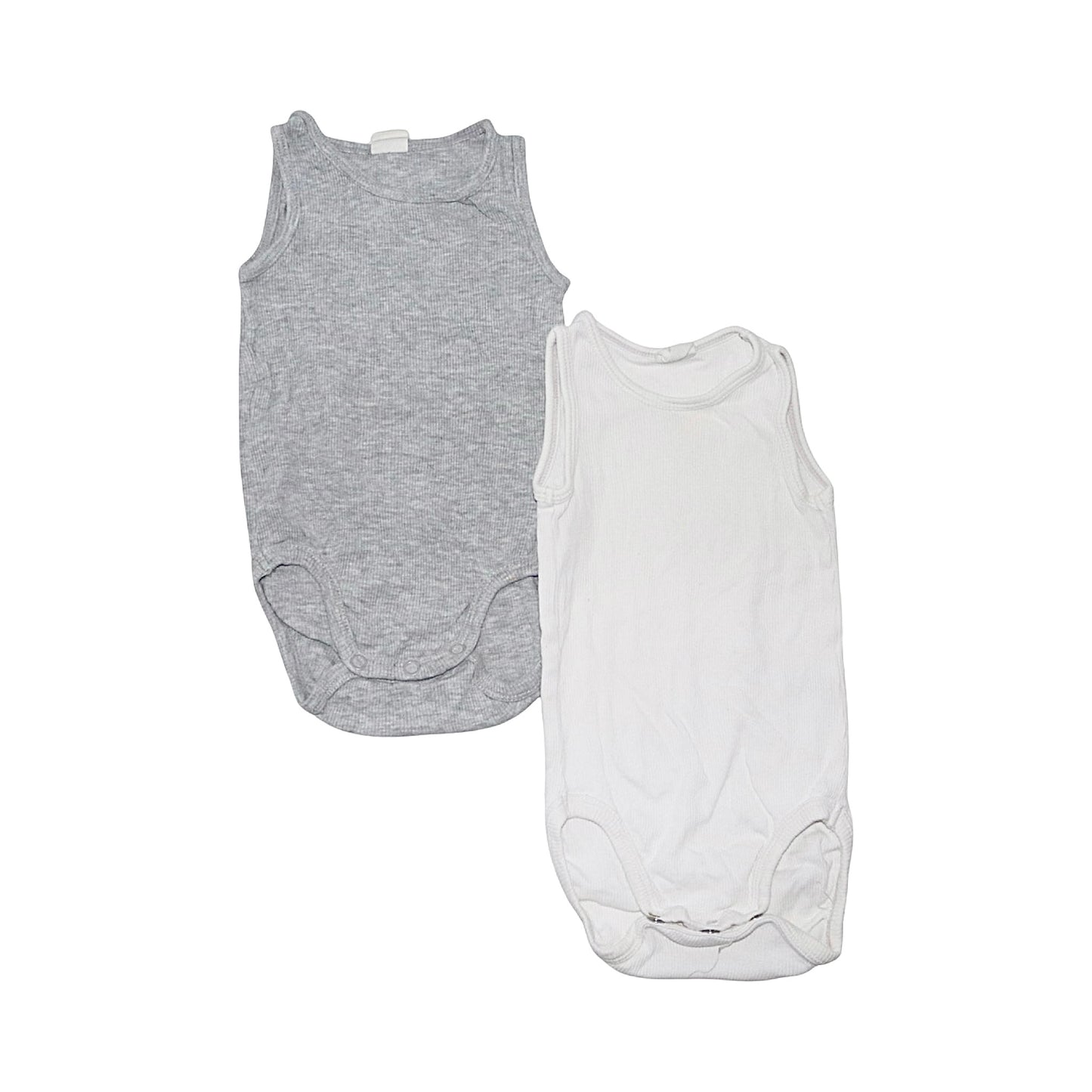 Linne Body (2 Pack) från H&M - Storlek 74 - Grå & Vit