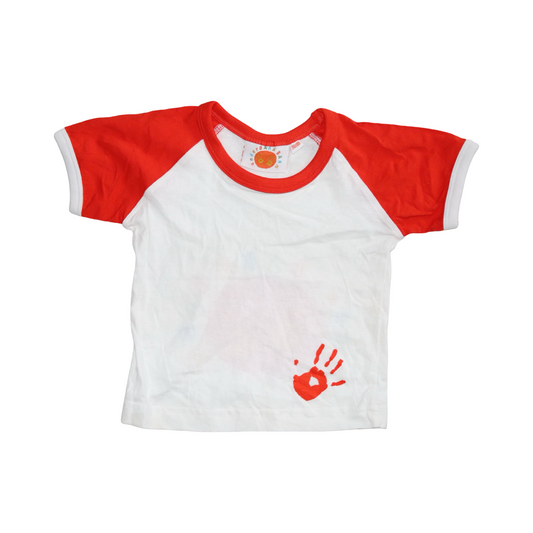 Kortärmad T-shirt från under BARA BARN - Storlek 70/80 - Vit & Röd