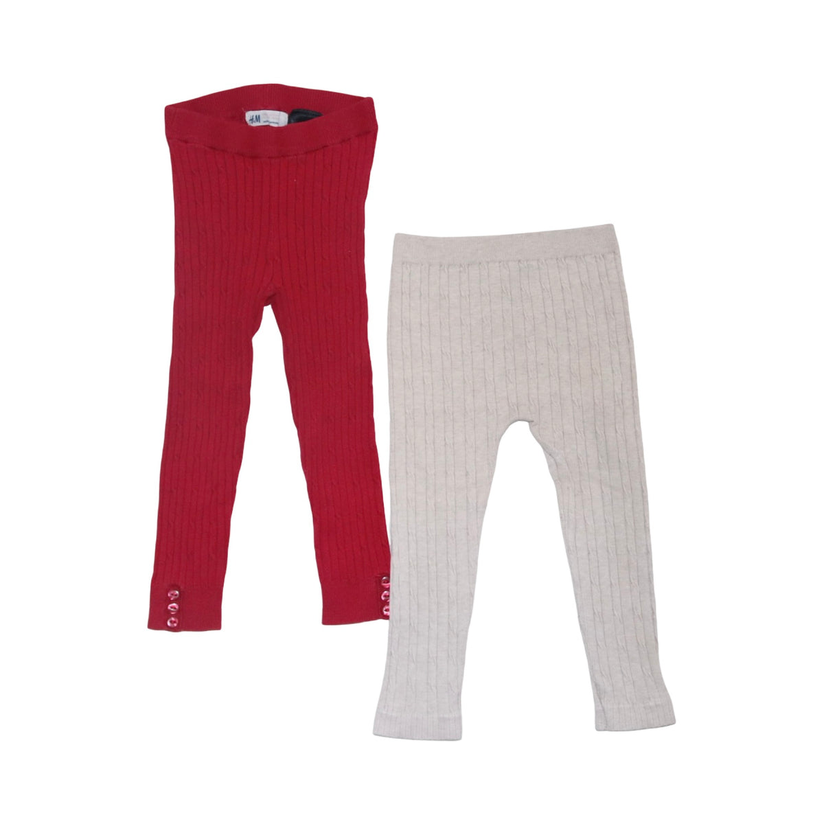 Leggings Byxor (2 Pack) från H&M & Young Dimension - Storlek 86/92 - Röd & Beige
