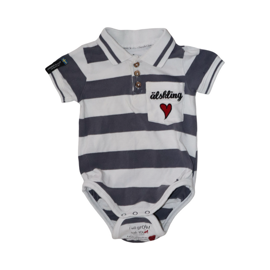 Kortärmad Body från Älskling - Storlek 70 - Vit & Mörkblå