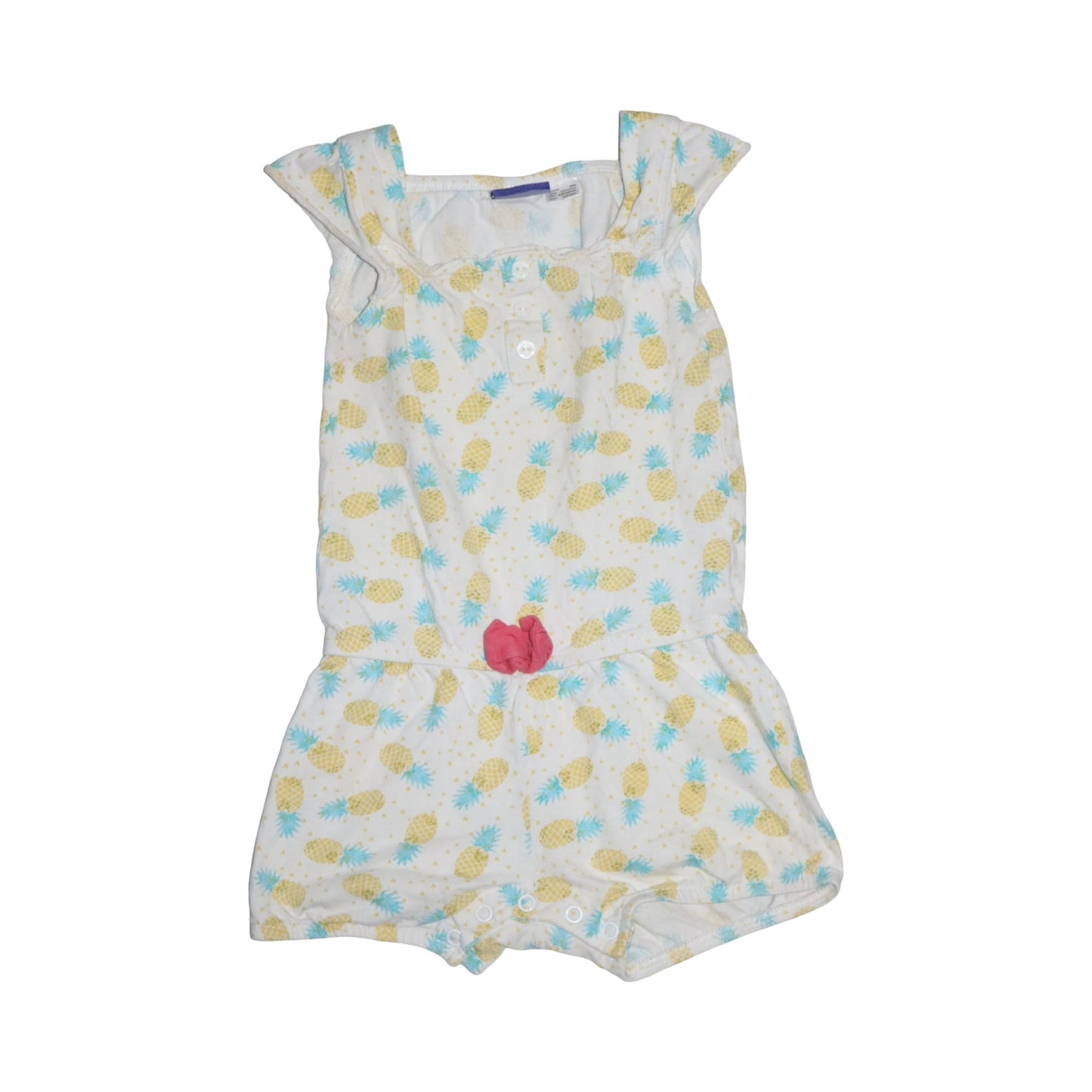 Kortärmad Byxdress/ Jumpsuit från lupilu - Storlek 86/92 - Gul & Vit (Multi)