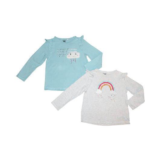 Långärmad T-shirt (2 Pack) från ÅHLÉNS - Storlek 98/104 - Ljusgrön & Ljusgrå (Multi)