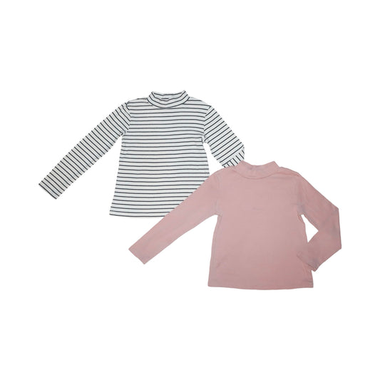 Långärmad T-shirt (2 Pack) från H&M  - Storlek 110/116 - Rosa & Vit (Multi)