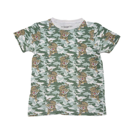 Kortärmad T-shirt från mywear YOUNG - Storlek 122/128 - Grön & Brun (Multi)